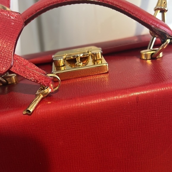 Mark Cross Grace Vintage Red Leather Grace Box Crossbody Hand Bag - Picture 12 of 16
